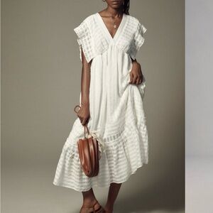 Anthropologie V-neck Ruffled Tiered Babydoll Dress